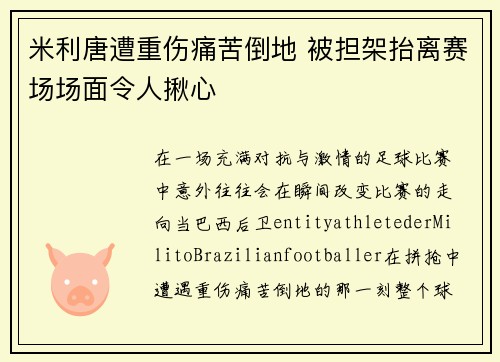 米利唐遭重伤痛苦倒地 被担架抬离赛场场面令人揪心 米利唐遭重伤痛苦倒地 被担架抬离赛场场面令人揪心